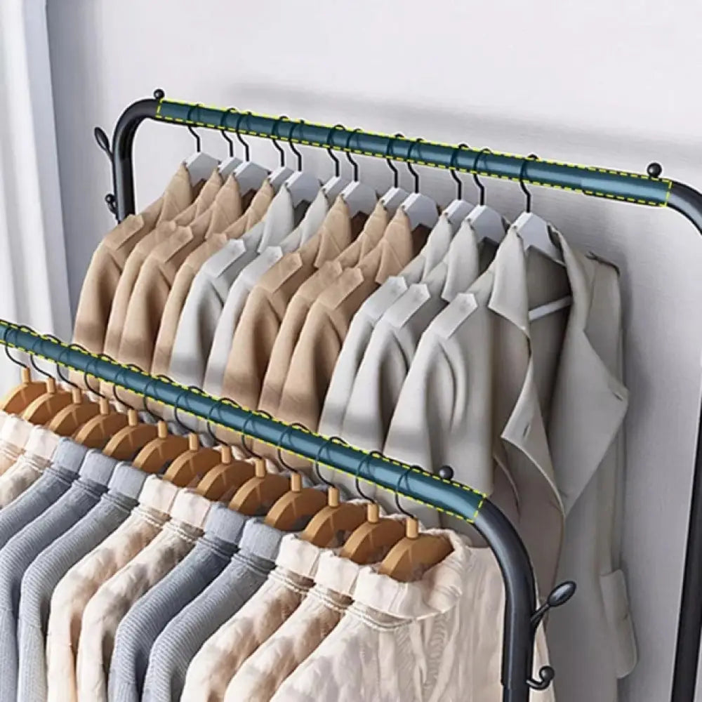 Підлогова вішалка для одягу, 143х96х42 см / Подвійна стійка для одягу / Вішалка з полицею для взуття