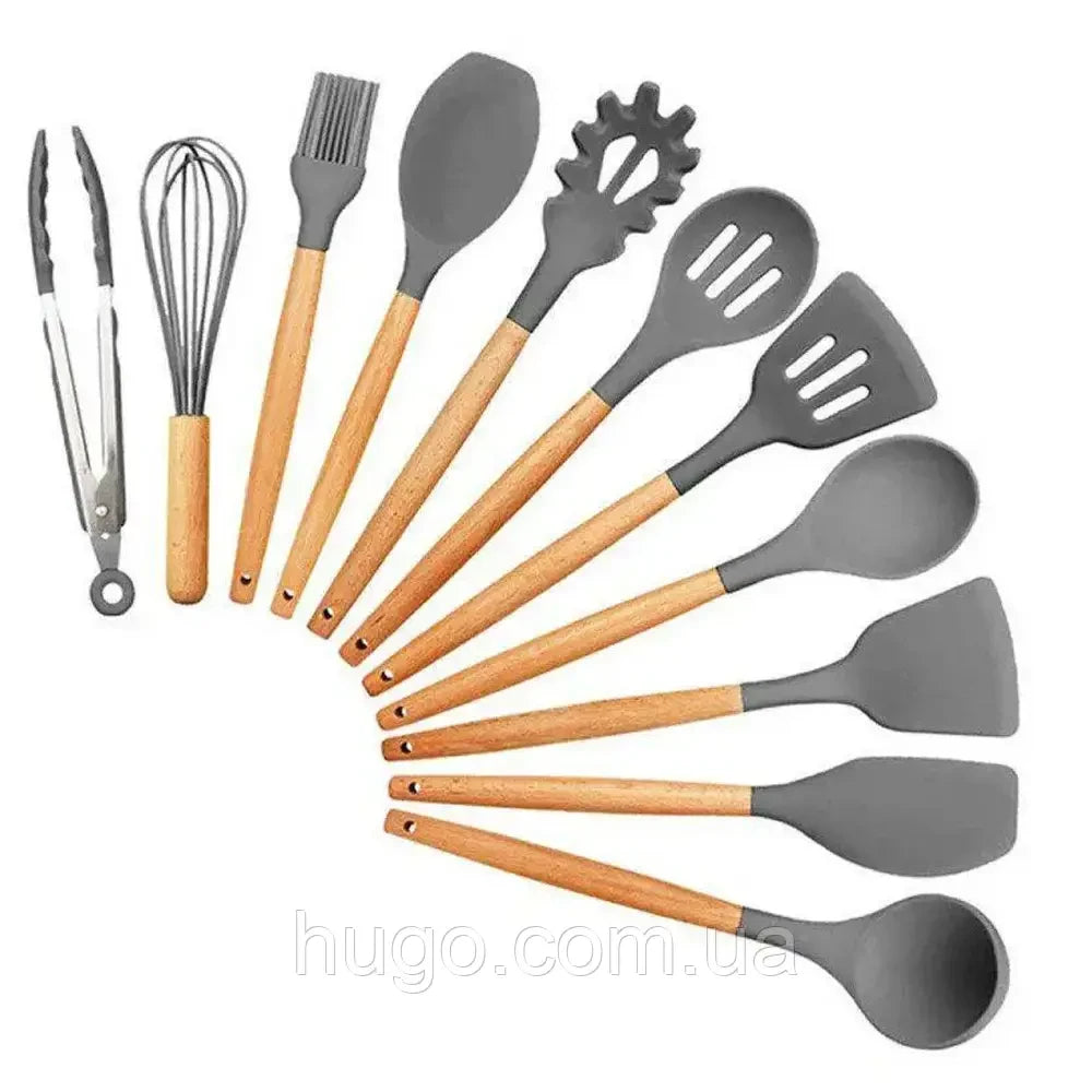 Набір кухонного приладдя, 19 предметів Kitchen Set, Сірий / Силіконовий набір для кухні, 19 предметів