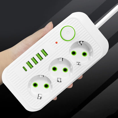 Мережевий фільтр 2м, 3 розетки, 4хUSB, 1хType-C, F09U, Білий / Мережевий подовжувач з usb / Переноска розетка