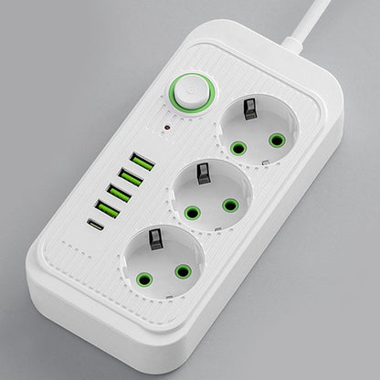 Мережевий фільтр 2м, 3 розетки, 4хUSB, 1хType-C, F09U, Білий / Мережевий подовжувач з usb / Переноска розетка