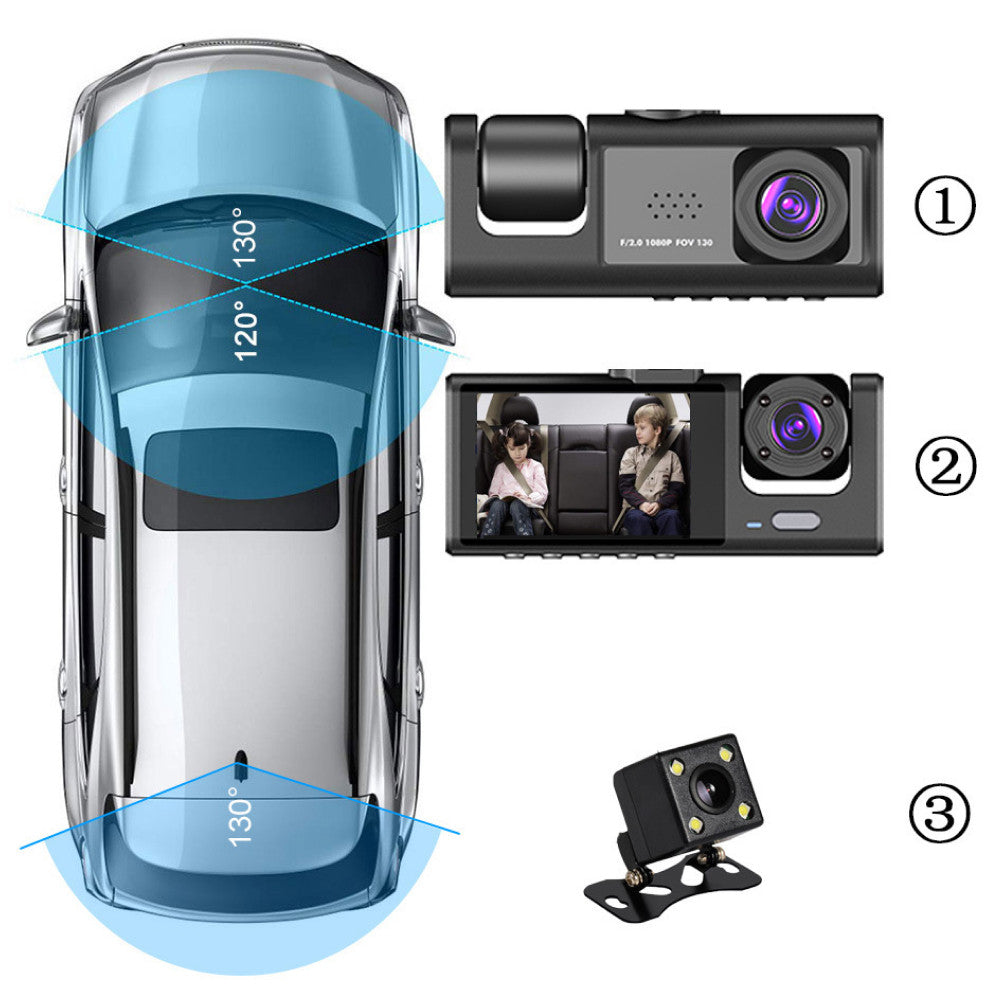 Відеореєстратор з трьома камерами 1080P / Реєстратор в машину / Автореєстратор / Відеореєстратор для авто