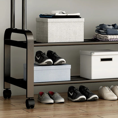 Подвійна вішалка для одягу на 2 полиці 150х110х57 см, YP-610 / Підлогова стійка для одягу та взуття