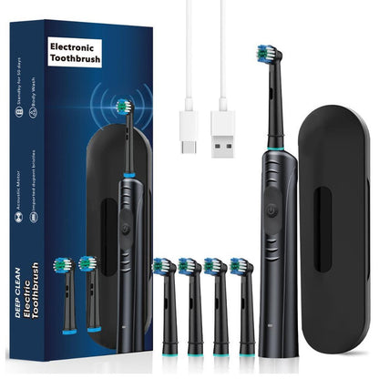 Електрична зубна щітка + 4 насадки, 3 режими, з USB / Акумуляторна щітка для зубів / Електрощітка для зубів