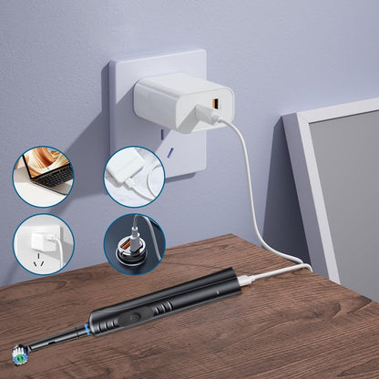 Електрична зубна щітка + 4 насадки, 3 режими, з USB / Акумуляторна щітка для зубів / Електрощітка для зубів