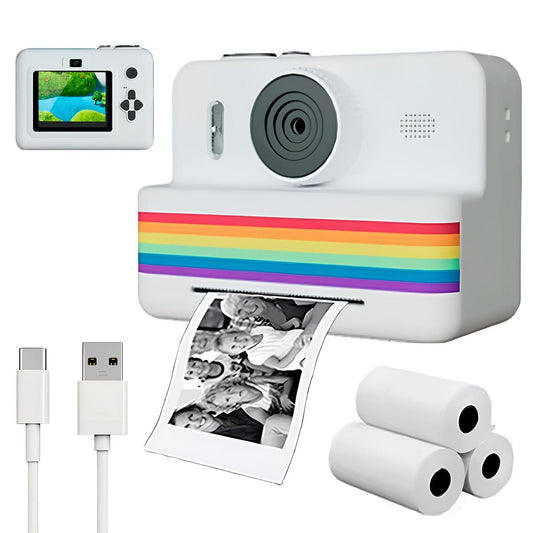 Дитячий фотоапарат з термодруком + 3 рулони паперу, USB, RAINBOW P7 / Дитяча фотокамера миттєвого друку
