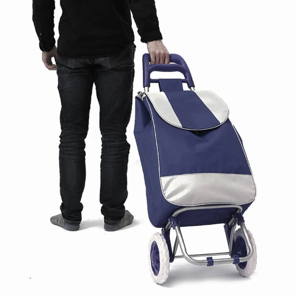 Сумка-візок на колесах до 130кг, 95х35х30см, Темно-синій / Сумка на колесах для покупок / Кравчучка для продуктів