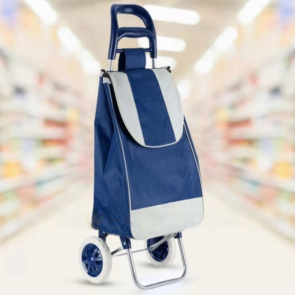 Сумка-візок на колесах до 130кг, 95х35х30см, Темно-синій / Сумка на колесах для покупок / Кравчучка для продуктів
