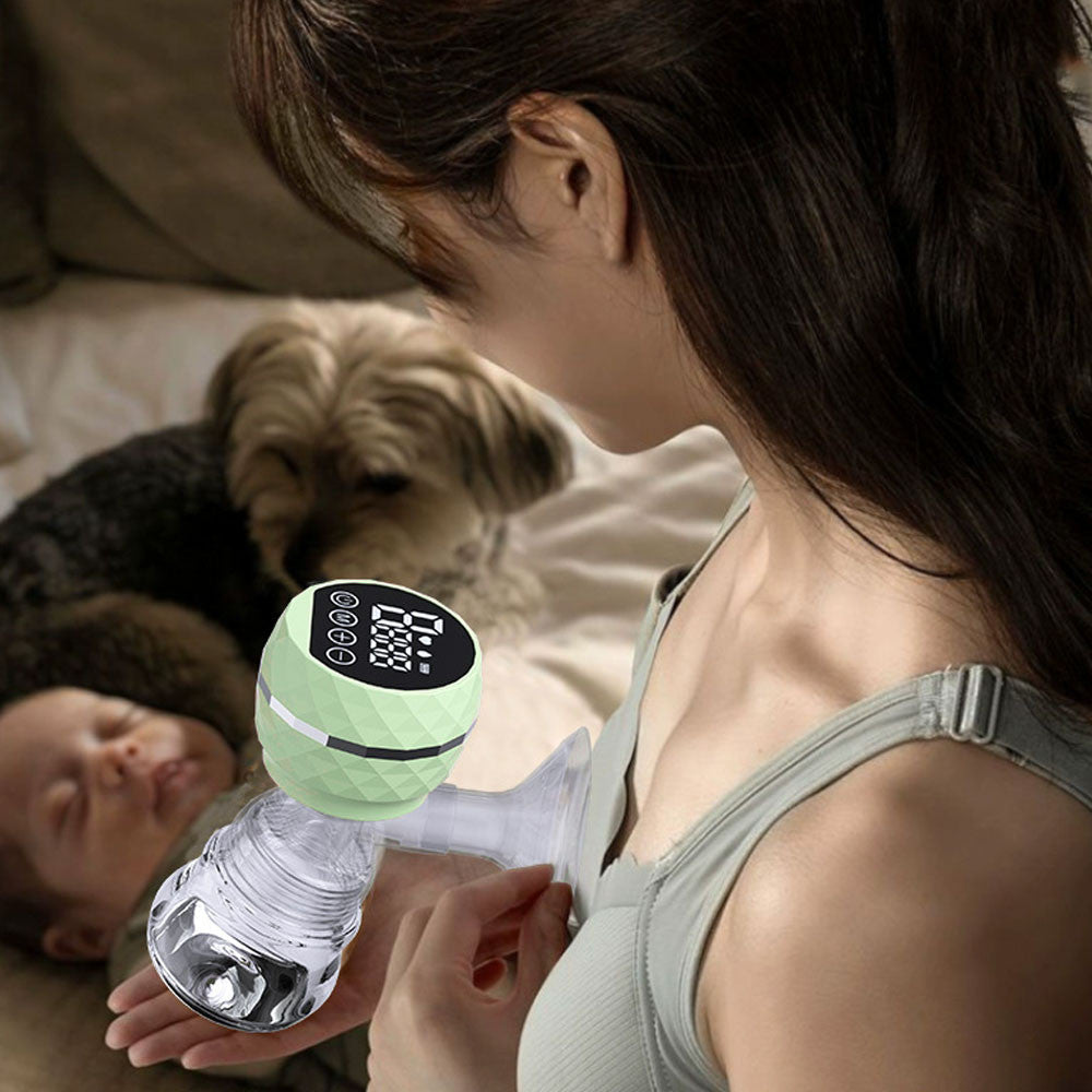 Електричний молоковідсмоктувач з LED-дисплеєм, 180мл, USB, Зелений / Бездротовий зціджувач для грудного молока