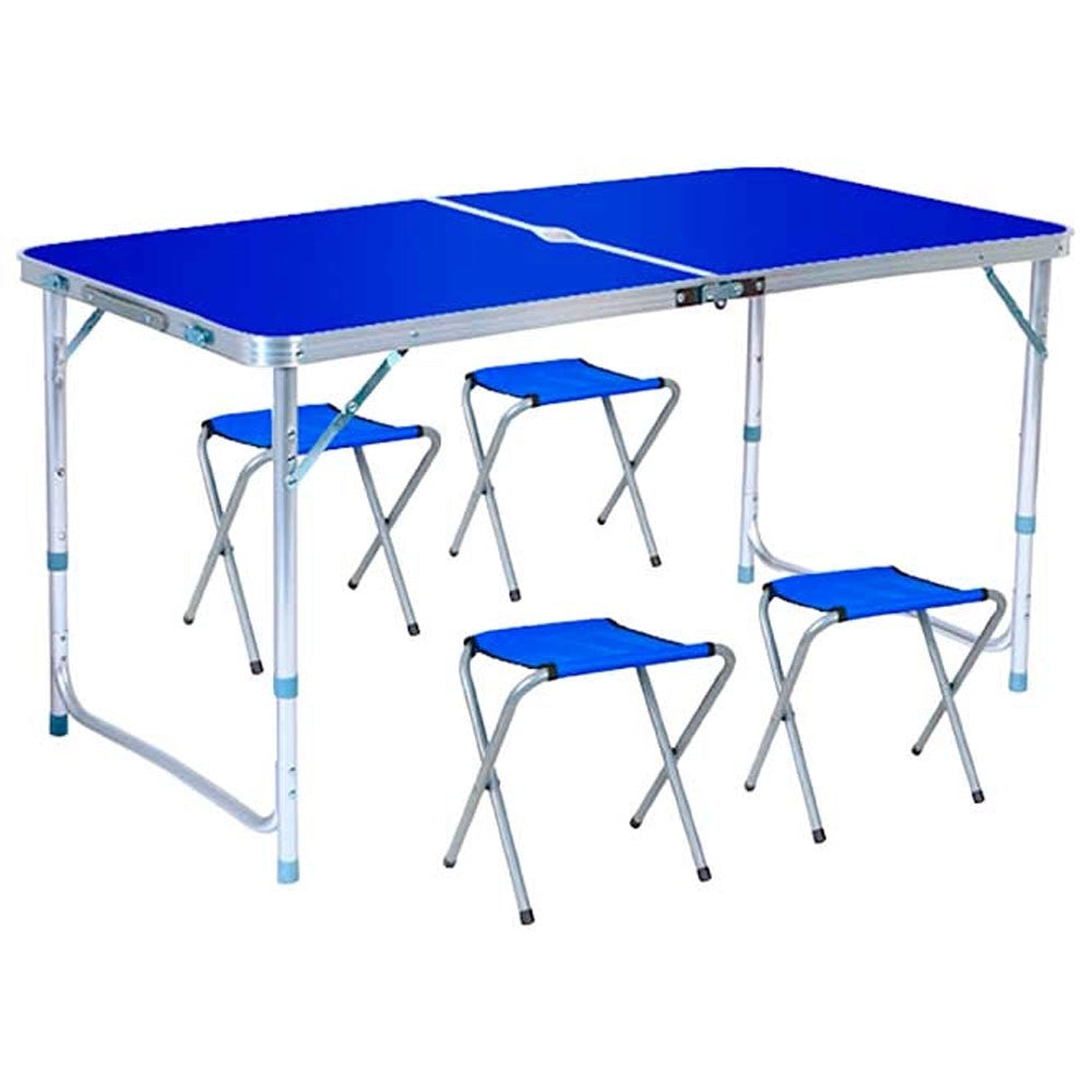 Складний стіл для пікніка 4 стільця, 120х70х60см, Синій / Туристичний стіл розкладний / Стіл для кемпінгу