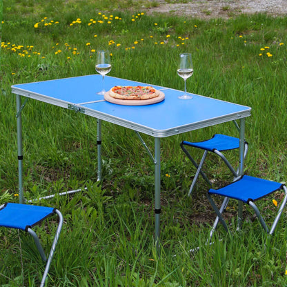 Складний стіл для пікніка 4 стільця, 120х70х60см, Синій / Туристичний стіл розкладний / Стіл для кемпінгу