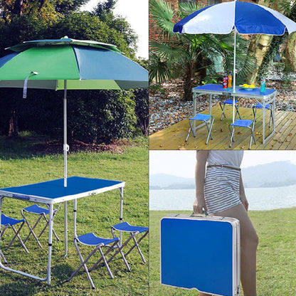 Складний стіл для пікніка 4 стільця, 120х70х60см, Синій / Туристичний стіл розкладний / Стіл для кемпінгу