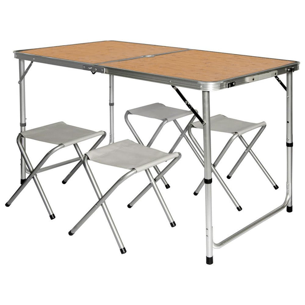 Складний стіл для пікніка 4 стільця, 120х70х60см, Бамбук / Туристичний стіл розкладний / Стіл для кемпінгу