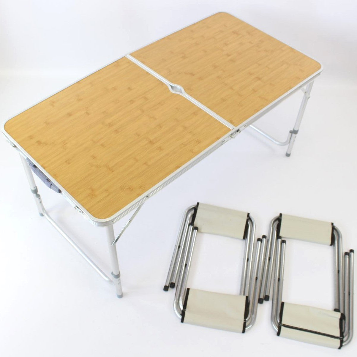 Складний стіл для пікніка 4 стільця, 120х70х60см, Бамбук / Туристичний стіл розкладний / Стіл для кемпінгу