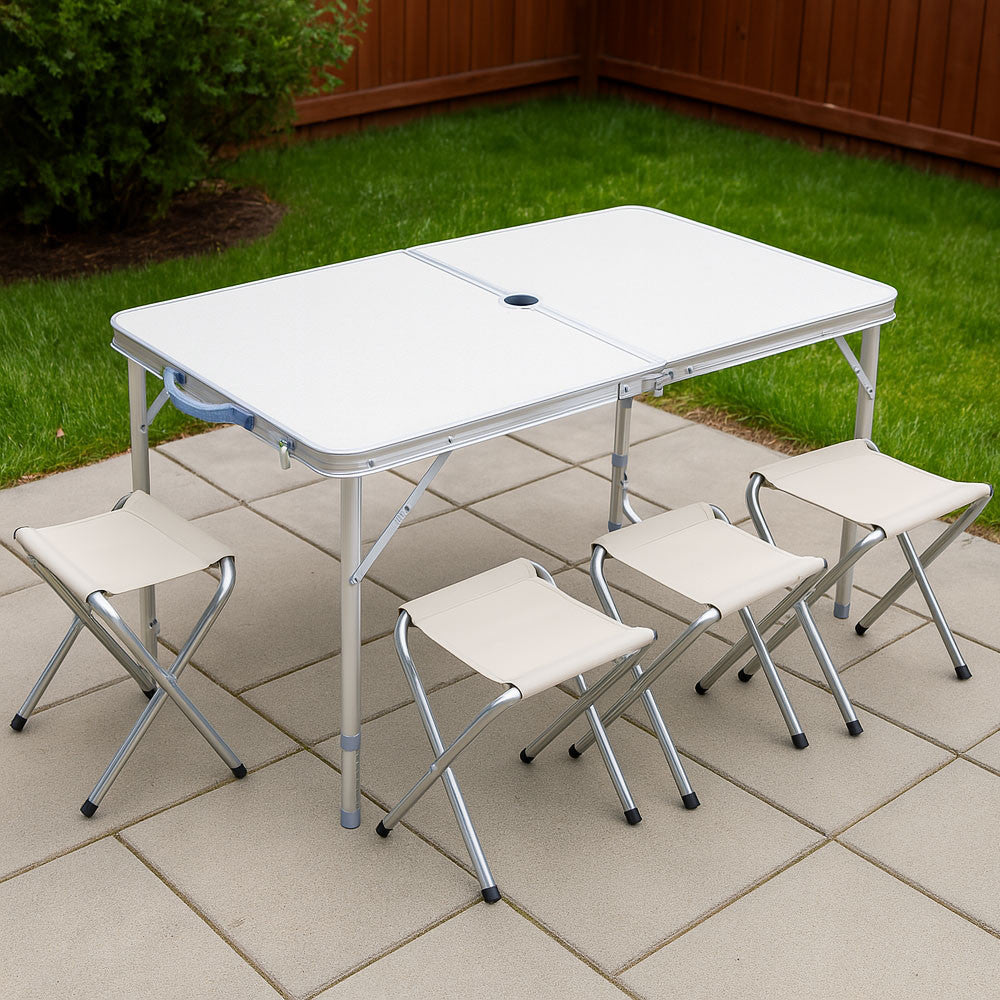 Складний стіл для пікніка 4 стільця, 120х70х60см, Марблі / Туристичний стіл розкладний / Стіл для кемпінгу