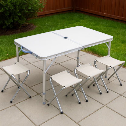 Складний стіл для пікніка 4 стільця, 120х70х60см, Марблі / Туристичний стіл розкладний / Стіл для кемпінгу
