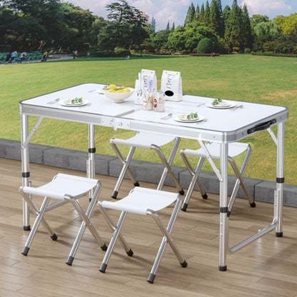 Складний стіл для пікніка 4 стільця, 120х70х60см, Марблі / Туристичний стіл розкладний / Стіл для кемпінгу