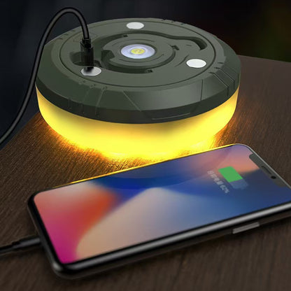 Кемпінговий ліхтар з LED гірляндою 10м, USB, Теплий білий + RGB / Светодиодная гирлянда / Ліхтар-лампа