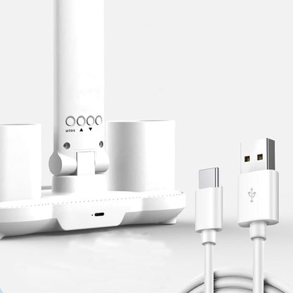 Настільна лампа-вентилятор 3в1 з акумулятором 3200мАч та USB-дисплеєм / Акумуляторна LED лампа-органайзер