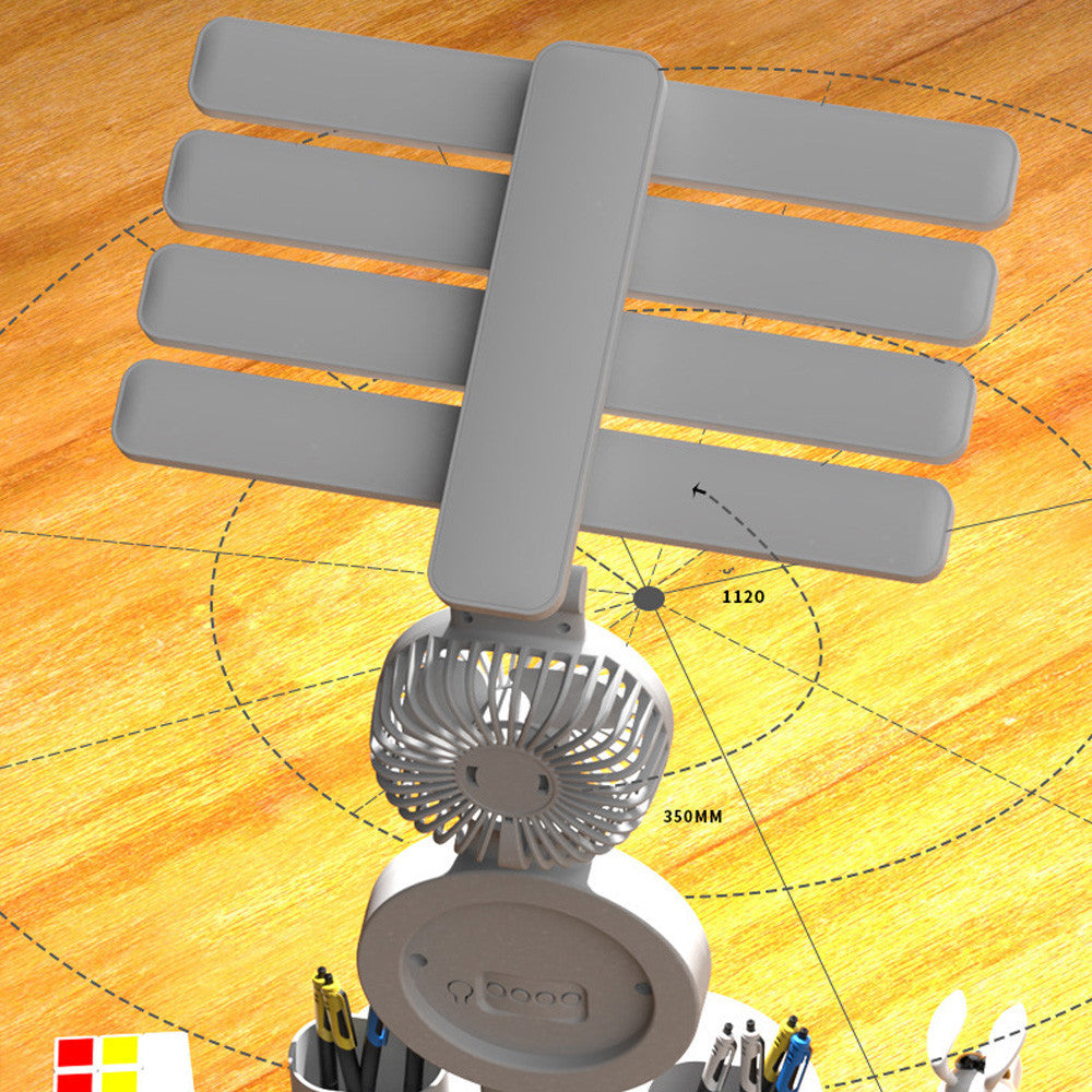 Настільна лампа з вентилятором та RGB підсвічуванням USB / Світлодіодна LED лампа на акумуляторі