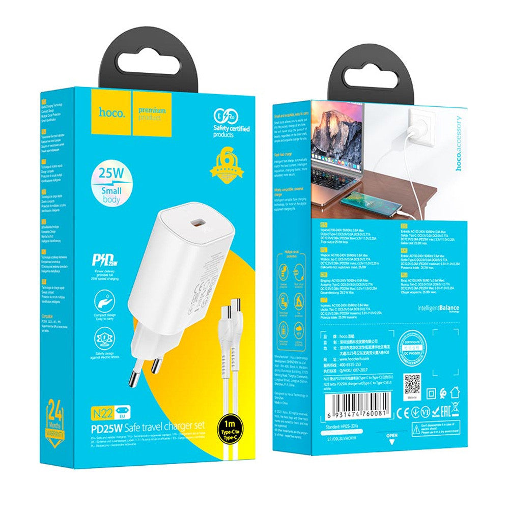 Мережевий зарядний пристрій Type-C 25W N-22 / Блок живлення для заряджання / Заряджання для телефону