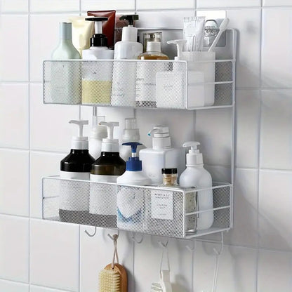 Настінна полиця для ванної 42,5х26x13см, 2 яруси, CY-0172 / Підвісна полиця-органайзер / Полиця на стіну