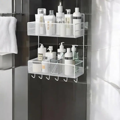 Настінна полиця для ванної 42,5х26x13см, 2 яруси, CY-0172 / Підвісна полиця-органайзер / Полиця на стіну