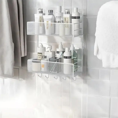 Настінна полиця для ванної 42,5х26x13см, 2 яруси, CY-0172 / Підвісна полиця-органайзер / Полиця на стіну