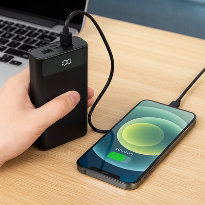 Повербанк на 30000мАг + 3 кабелі, 2xUSB, ZX102 / PowerBank для телефону / Павербанк / Зовнішній акумулятор