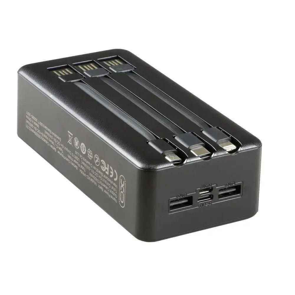 Повербанк на 30000мАг + 3 кабелі, 2xUSB, ZX102 / PowerBank для телефону / Павербанк / Зовнішній акумулятор