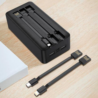 Повербанк на 30000мАг + 3 кабелі, 2xUSB, ZX102 / PowerBank для телефону / Павербанк / Зовнішній акумулятор