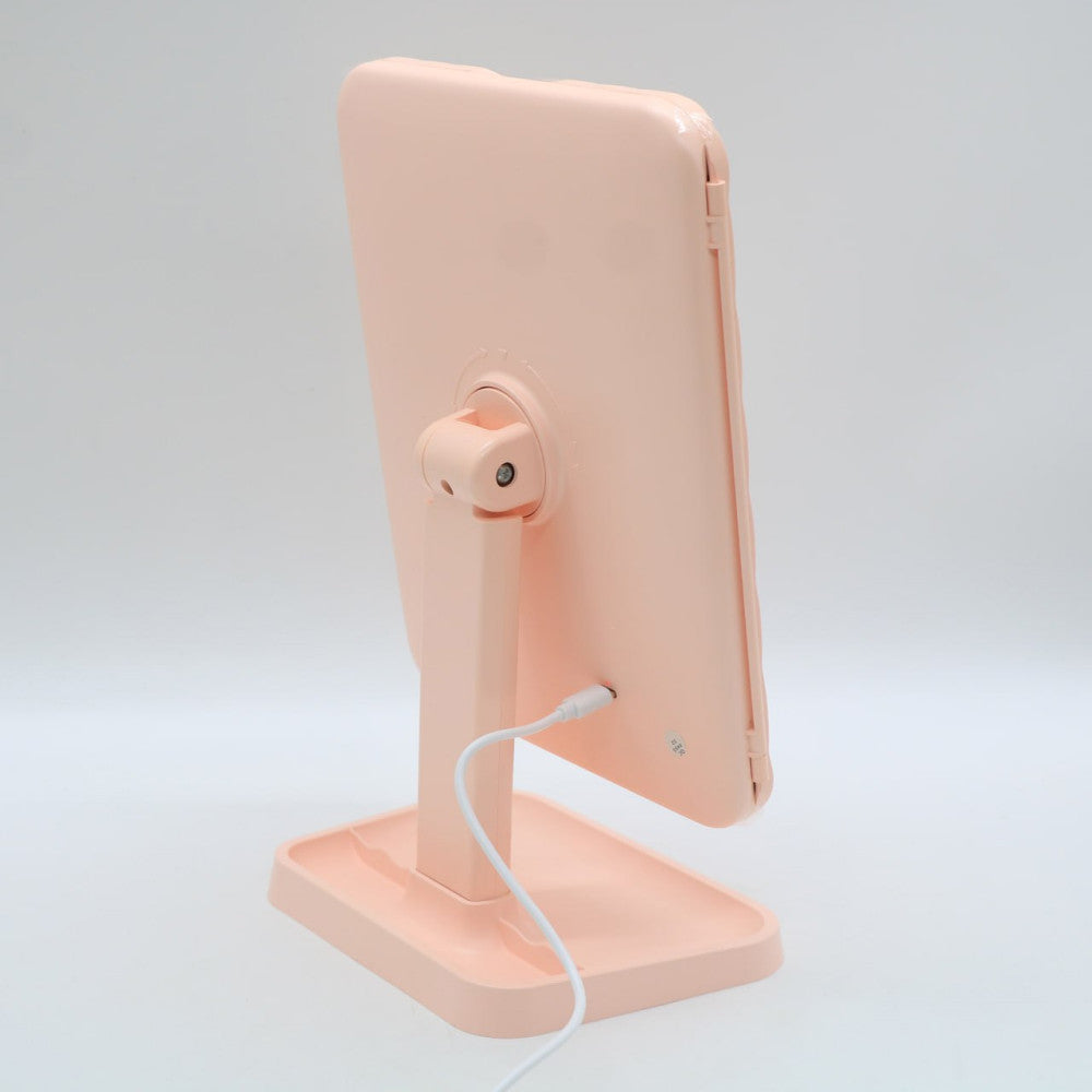 Косметичне дзеркало з LED підсвічуванням XW 810, з USB, Рожевий / Потрійне сенсорне дзеркало для макіяжу