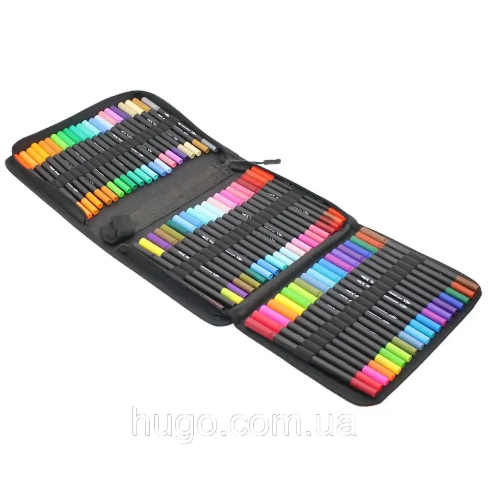 Акварельні маркери двосторонні 80шт з сумкою, Color pencil / Набір для малювання / Маркери для малювання