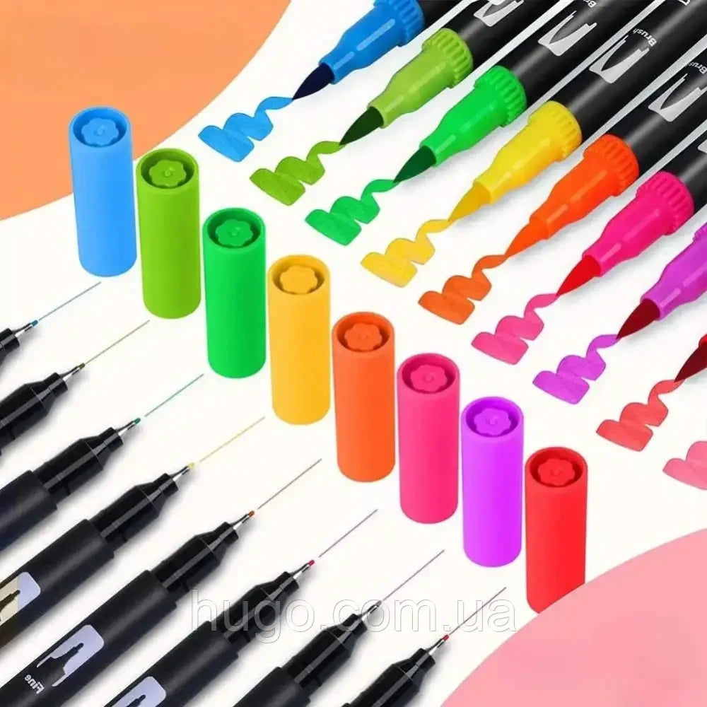 Акварельні маркери двосторонні 80шт з сумкою, Color pencil / Набір для малювання / Маркери для малювання