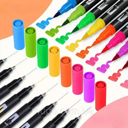 Акварельні маркери двосторонні 80шт з сумкою, Color pencil / Набір для малювання / Маркери для малювання