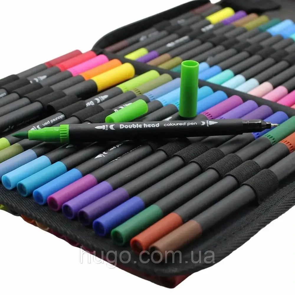 Акварельні маркери двосторонні 80шт з сумкою, Color pencil / Набір для малювання / Маркери для малювання