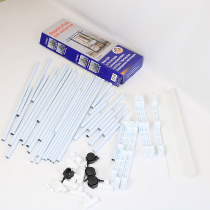 Подвійна вішалка для одягу на 3 полиці (98х58х164см) Білий / Підлогова стійка для речей / Стійка-вішалка в передпокій