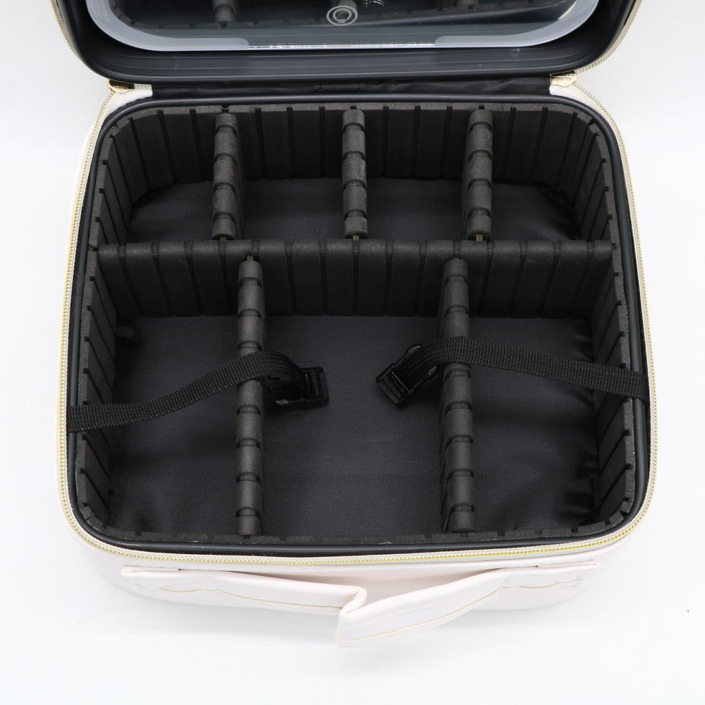 Дорожня косметичка з LED дзеркалом (26х23х11см), Білий / Органайзер валіза для косметики