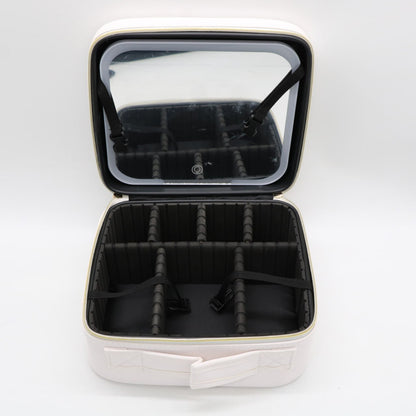 Дорожня косметичка з LED дзеркалом (26х23х11см), Білий / Органайзер валіза для косметики