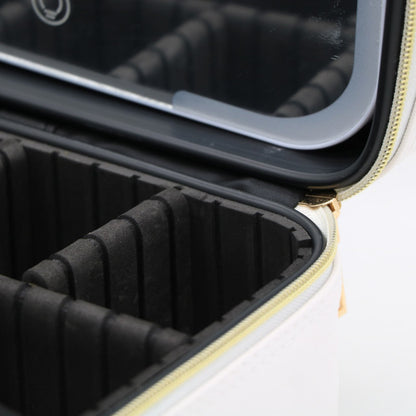 Дорожня косметичка з LED дзеркалом (26х23х11см), Білий / Органайзер валіза для косметики