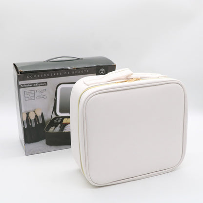 Дорожня косметичка з LED дзеркалом (26х23х11см), Білий / Органайзер валіза для косметики