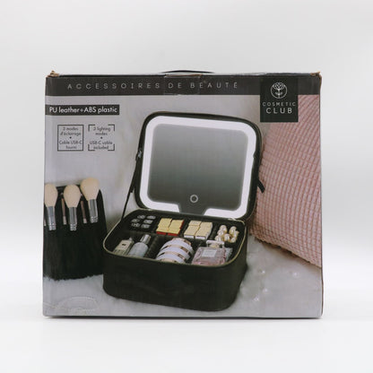 Дорожня косметичка з LED дзеркалом (26х23х11см), Білий / Органайзер валіза для косметики