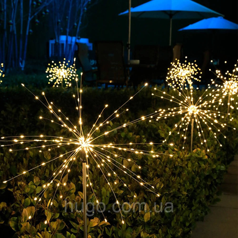 Ліхтар садовий "Феєрверк" на сонячній батареї 2шт, 60LED, ShowTime / Газонний ліхтар від сонячної енергії