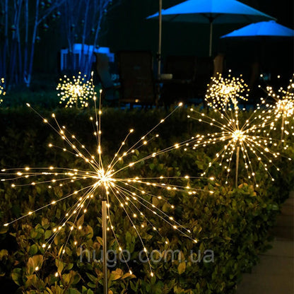 Ліхтар садовий "Феєрверк" на сонячній батареї 2шт, 60LED, ShowTime / Газонний ліхтар від сонячної енергії