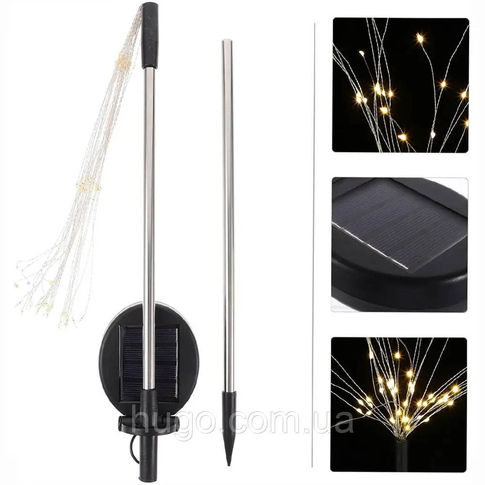 Ліхтар садовий "Феєрверк" на сонячній батареї 2шт, 60LED, ShowTime / Газонний ліхтар від сонячної енергії