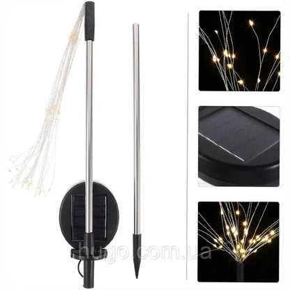Ліхтар садовий "Феєрверк" на сонячній батареї 2шт, 60LED, ShowTime / Газонний ліхтар від сонячної енергії