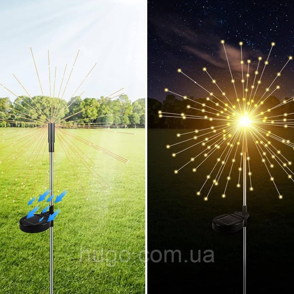 Ліхтар садовий "Феєрверк" на сонячній батареї 2шт, 60LED, ShowTime / Газонний ліхтар від сонячної енергії