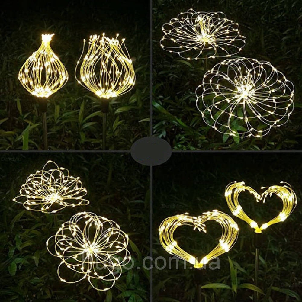 Ліхтар садовий "Феєрверк" на сонячній батареї 2шт, 60LED, ShowTime / Газонний ліхтар від сонячної енергії