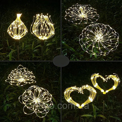 Ліхтар садовий "Феєрверк" на сонячній батареї 2шт, 60LED, ShowTime / Газонний ліхтар від сонячної енергії