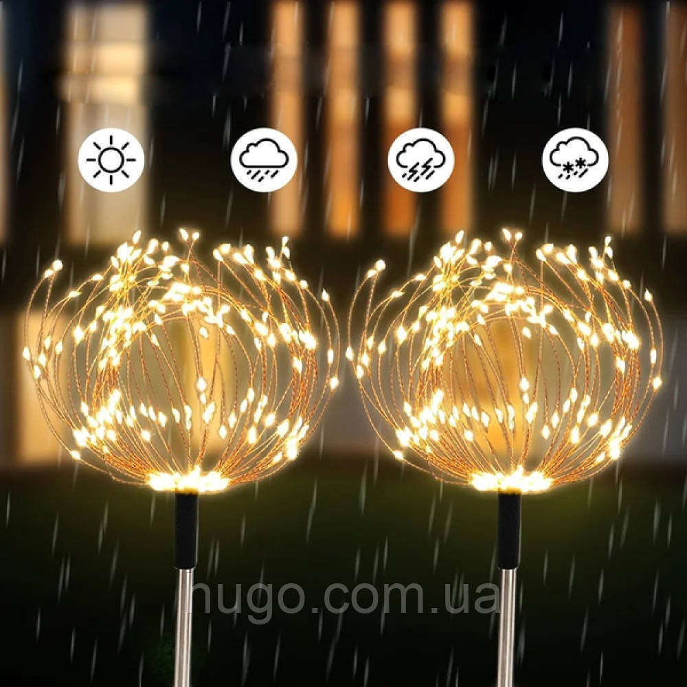 Ліхтар садовий "Феєрверк" на сонячній батареї 2шт, 60LED, ShowTime / Газонний ліхтар від сонячної енергії