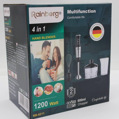 Погружний блендер з чашею, 1200Вт RAINBERG RB 6211 / Кухонний міксер з вінчиком / Блендер подрібнювач